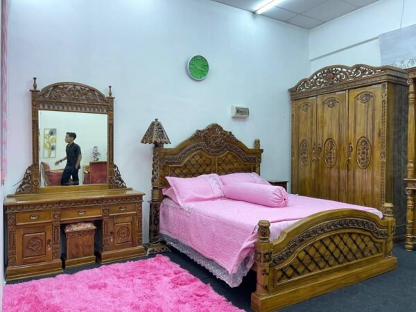 SET BILIK TIDUR COMBO SET KATIL QUEEN + ALMARI 3 PINTU + MEJA SOLEK FINISHING GRED A (Specialist Custom)