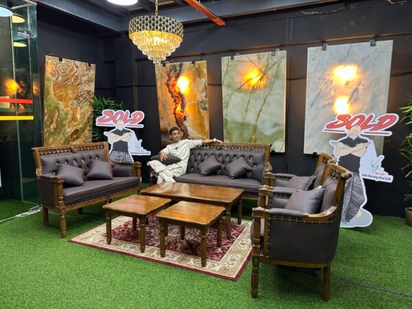 SET SOFA SERBIA BALDU COKLAT GELAP GRED A (3+2+1+1) + MEJA KOPI BESAR (1) & MEJA KOPI KECIL (1 ) NEW ARRIVAL - Image 3