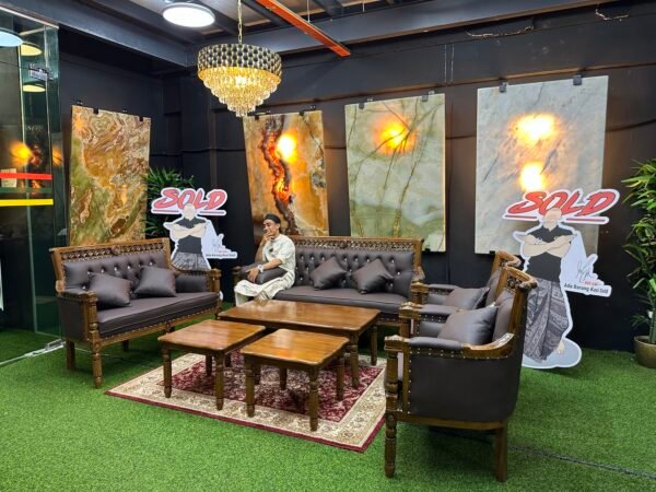SET SOFA SERBIA BALDU COKLAT GELAP GRED A (3+2+1+1) + MEJA KOPI BESAR (1) & MEJA KOPI KECIL (1 ) NEW ARRIVAL - Image 2