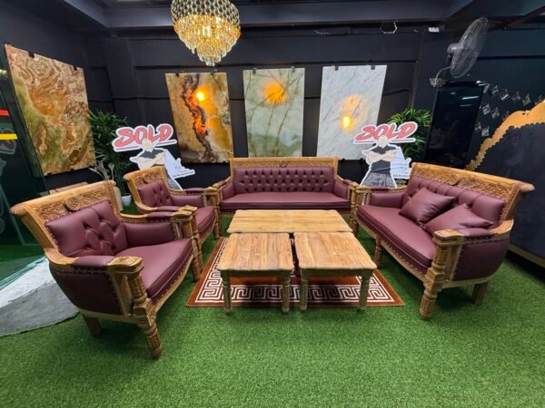 SET SOFA SERBIA CUSTOME UNFINISHING 3+2+1+1+ SIAP MEJA BESAR (1)+ SIAP MEJA KOPI (2) + SIAP CERMIN KACA - Image 2