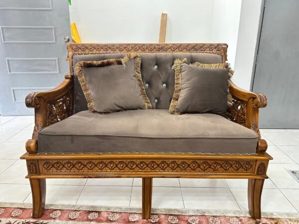 SET SOFA ALLADIN 3211 SIAP MEJA BESAR + MEJA KOPI KECIL FINISHING GRED A MATERIAL BALDU COKLAT - Image 5