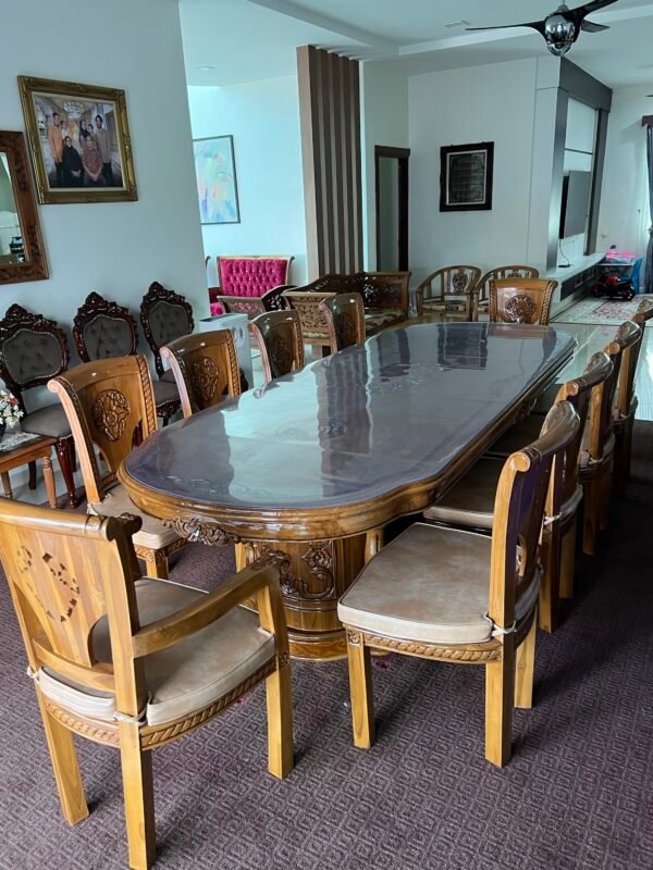 SET MEJA MAKAN JATI 10 KERUSI – FINISHING KILAT GRED A - Image 2