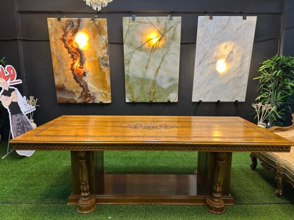 SET MEJA MAKAN GENDONG JATI 8 KERUSI – FINISHING KILAT GRED A - Image 4