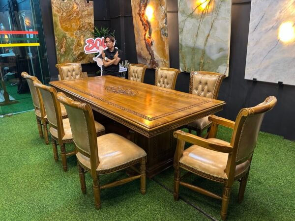 SET MEJA MAKAN GENDONG JATI 8 KERUSI – FINISHING KILAT GRED A