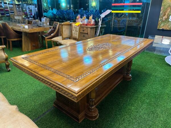 SET MEJA MAKAN GENDONG JATI 8 KERUSI – FINISHING KILAT GRED A - Image 5