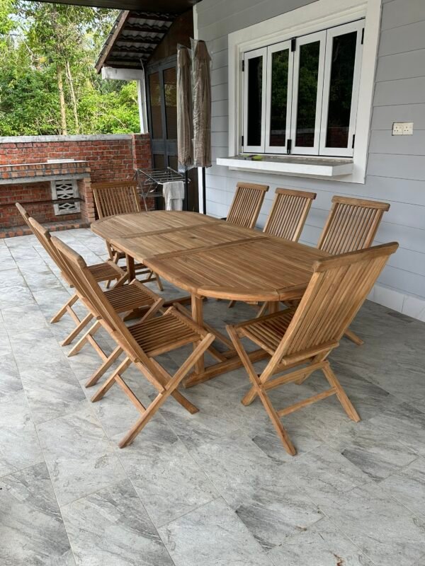 MEJA SANTAI KAYU PANGKERAI 8 KERUSI – EDISI OUTDOOR - Image 4