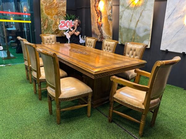 SET MEJA MAKAN GENDONG JATI 8 KERUSI – FINISHING KILAT GRED A - Image 2