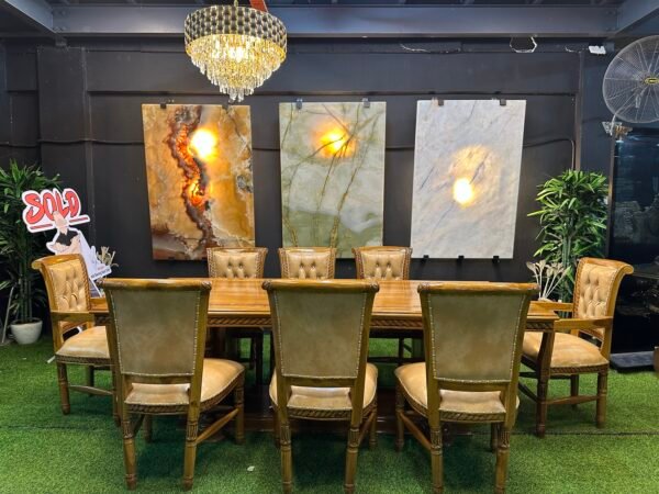 SET MEJA MAKAN GENDONG JATI 8 KERUSI – FINISHING KILAT GRED A - Image 3