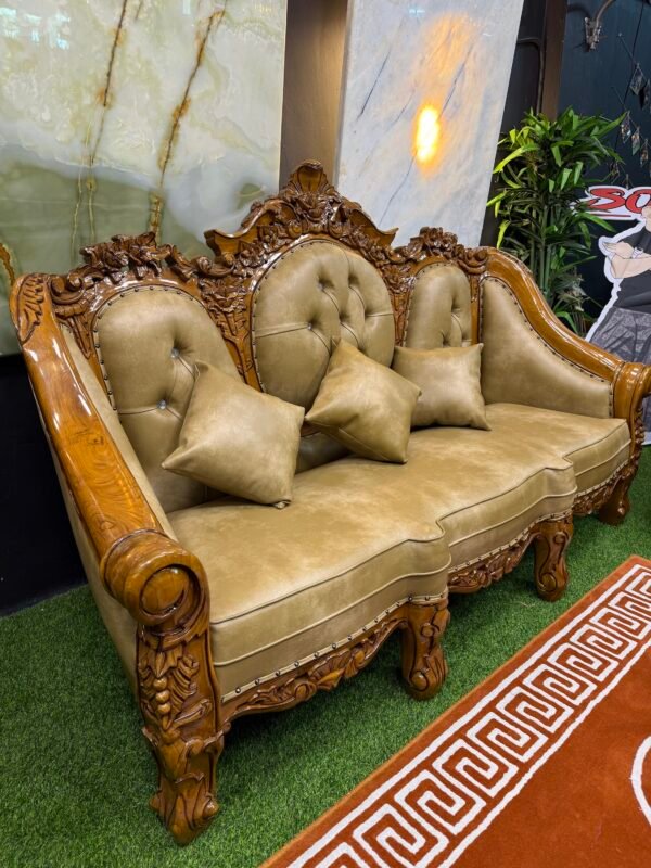 SOFA GANESA POLOS JATI FULL SET – SEMI TPK KAYU JATI PERHUTANI – FINISHING KILAT GRED A - Image 2