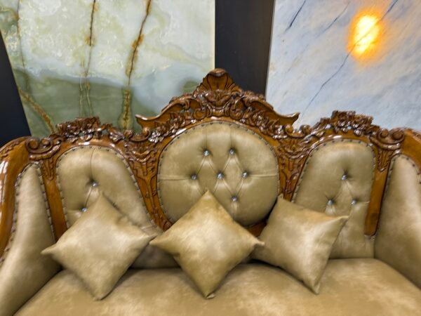 SOFA GANESA POLOS JATI FULL SET – SEMI TPK KAYU JATI PERHUTANI – FINISHING KILAT GRED A - Image 4