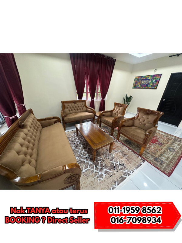 SOFA SERENA JATI FULL SET - FINISHING GRED B KILANG P 6 ( TOP JUALAN ONLINE DAN WALKIN ) - Image 2