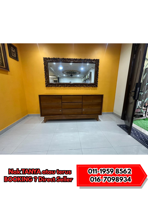 SET COMBO KABINET TV + CERMIN DINDING JATI - Image 4